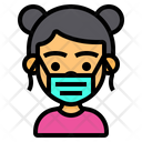 Cute Girl Wear Mask  Icon