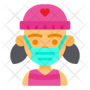 Cute Girl Wear Mask  Icon