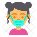 Cute Girl Wear Mask  Icon