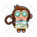 Cute Monkey Holding Book Icon