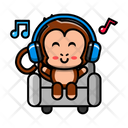Cute Monkey Listening Music Icon