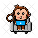 Cute Monkey Sitting On Couch Icon