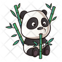 Cute Panda with bamboo sticks  Icon