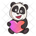 Cute panda with heart  Icon