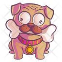 Cute pug holding a bone with mouth  Icon