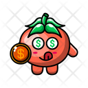 Cute Tomato Get Money Coin Icon