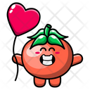 Cute Tomato Holding Balloon Icon