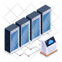 Cloud Servers Data Centers Cloud Databases Icon