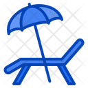 Deck Chair Beach Sunbath Umbrella Summer Vacation Icon