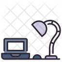 Laptop And Lamp Desk Working Area Icon
