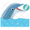 Ball Playing Dolphin Jumping Cartoon Icon