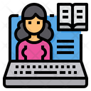 Laptop Book Business Woman Icon