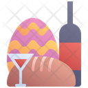 Easter Meal Food Wine Icon