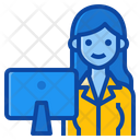 Working Computer Woman Activity Lifestyle Time Office Icon