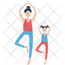 Exercise Activity Fun Play Mom And Daughter Icon