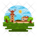 Farmhouse Landscape Country House Countryside Icon