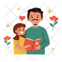 Father And Daughter Reading A Book Icon