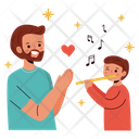 Father And Son Playing Flute Icon