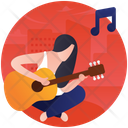 Female Guitarist Party Musician Christmas Party Icon