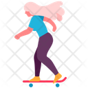 Female Play Skateboard Icon