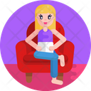 Female Seat On Sofa Icon
