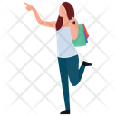 Finger Pointing Girl Leisure Time Buying Icon