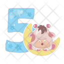 Five number with baby giraffe  Icon