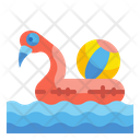 Flamingo Pool Swimming Party Icon