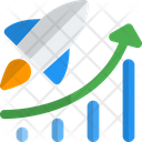 Flying Rocket And Chart Startup Growth Growth Chart Icon