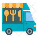 Cutlery Eatery Delivery Van Street Food Truck Icon