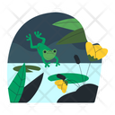 Frog In River Jumping Frog Frog In Pond Icon