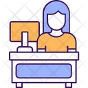 Front desk Icon - Download in Colored Outline Style