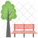 Garden Bench Tree And Bench Park Equipments Icon