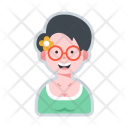 Geek Glasses Woman Icon