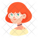Girl Ginger Glasses Icon