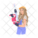 Girl Drilling  Icon