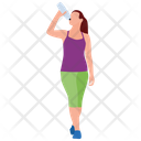 Girl Drinking Water Fitness Tricks Exercise Icon