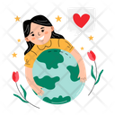 Girl holding earth  Icon
