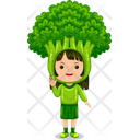 Girl kids broccoli character  Icon