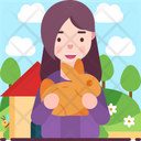 Girl Playing With Rabbit Icon