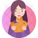Girl Playing With Rabbit Icon