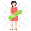 Girl With Skateboard Icon