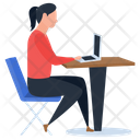 Girl Working Online Work Office Assignment Icon