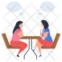 Girl Discussion Talking Each Other Gossips Icon