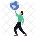Global Protection Environment Man Holding Globe Icon