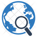 Global Searching Globe Magnifier Icon