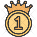 Gold Number One Crown Coin Gold Coin Crown Coin Icon