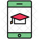Mobile Learning Graduate Hat Online Education Icon
