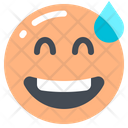 Grinning Face With Sweat Icon