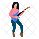 Female Rock Star Playing Guitar Guitar Player Icon